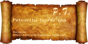 Petrovity Teofánia névjegykártya